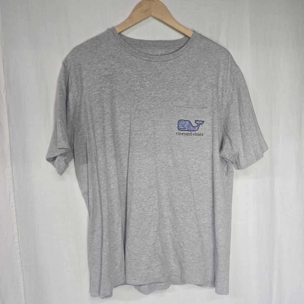 Vineyard Vines Camo Whale Pocket T-Shirt Mens Large Gray Cotton Preppy Coastal